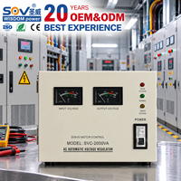 Stabilizer Daya AC SVC 3 KVA Satu Fasa Pengatur Otomatis 2KVA Kontrol Motor Servo Voltmeter Ganda 220V Layar Digital