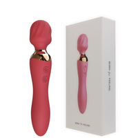 Vibrateur portable puissant à chargement USB, double tête, 10 fréquences, étanche IPX7, en latex, faible bruit (<60dB) pour stimulation du point G et clitoridienne