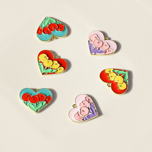 Heart Shape <b>Tulip</b> Flower Pendant Zinc Alloy Enamel For Necklace Making DIY Jewelry Findings Components <b>Red</b> Green Pink - Product Image 2