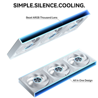 Ventilador de PC integrado ARGB de 360 mm, ventilador silencioso PWM blanco con espejo infinito, aspas direccionadas hacia adelante