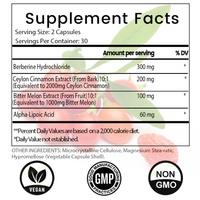 Capsules de berbérine OEM ODM avec cannelle de Ceylan - Santé intestinale, fonction métabolique et soutien immunitaire, complément alimentaire, végétalien, sans OGM