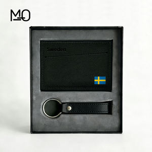 Ensemble Cadeau Portefeuille et Porte-clés en Cuir PU Personnalisé avec Impression Drapeau National, Logo Gravé ou en Relief, Porte-cartes Minimaliste Économique - Product Image 3