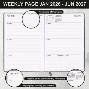 Agenda con espiral A5, impresión del alfabeto inglés, planificador de horarios 26-27, cubierta de cuero, diseño personalizado ecológico, cuaderno de mediado de año - Product Image 4