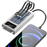 Batterie externe portable 20000mAh, charge solaire, écran LED, câble de charge rapide 2A, matériau ABS, capacité 5W, puissance de sortie
