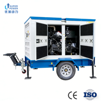 Générateur diesel mobile triphasé sur remorque 250 kVA 50/60 Hz 220 V/380 V, démarrage électrique, refroidissement par eau, silencieux, alimentation mobile