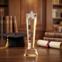 Trophée de graduation personnalisé en cristal avec design gravé et impression UV/numérique pour les cérémonies du lycée et de l'université