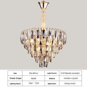 Décor Or Luxe Moderne Grands Lustres en Cristal E14 Suspensions Lumières et Luminaires pour Décoration Intérieure - Product Image 6