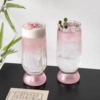 Verres à boisson en verre cristal rose Niche Mountain View de haute qualité avec paille, style chinois, pour cocktails, thé, jus et eau, usage domestique