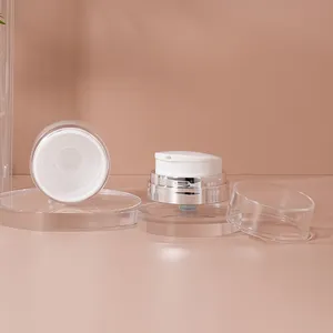 High Quality Acrylic Plastic Empty Lotion Pump Bottle 30ml Airless Bottle Cream Jar White Lid Skincare Bottle Set