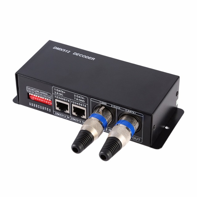 Factory DMX512 4 Channels PWM Control Signal DC12V24V DMX512 Decoder for RGBW LED Strip Light