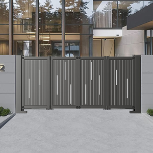 Portail battant moderne Qifan, enduit de poudre, durable, pour villa, commande manuelle, en métal noir - Product Image 4