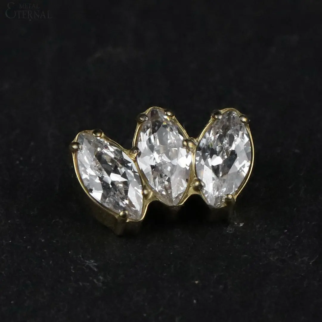 Piercing éternel en métal PVD or Marquise CZ à filetage interne, bijoux de corps en titane g23