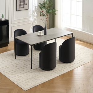 Sillas de Comedor Giratorias Tosee Modernas en Terciopelo Gris Oscuro, Respaldo Acolchado 360°, Silla Lateral Cómoda con Patas de Metal, 1 Año de Garantía - Product Image 4