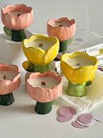 Tulpen-Sojawachs-Aromatherapie-Kerze, niedliche Geschenkbox für Frauen zum Geburtstag, langanhaltende blumenförmige Dekoration für Diwali und Ramadan