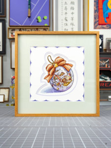 Ludaye High-end Custom-made Eco-friendly Handmade Creative Square Teak Vertical Wall Mount Photo Frame Cross-stitch Giclee Print - Product Image 1