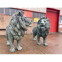 Grande statue de lion ambulant en laiton finition bronze antique Offre Spéciale grandeur nature personnalisée pour jardin extérieur