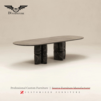 Table à manger ronde en bois massif d'Amérique du Nord, design italien moderne, luxe léger, personnalisable, plateau en marbre, pour villas et restaurants