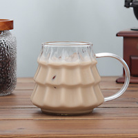 Tasse à café en verre borosilicate soufflé à la main, style moderne et minimaliste, avec poignée transparente, pour café glacé et latte américain, idéale pour Noël
