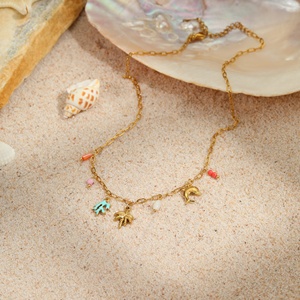 KITI Trendy plaj Charms kolye 18K altın kaplama paslanmaz çelik yaz tatil kolye takı kadınlar için - Product Image 4