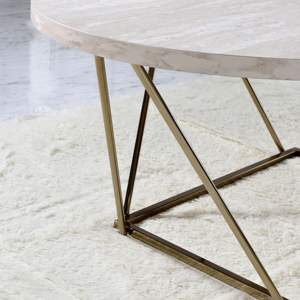 DB Rowan Table basse classique classique en faux marbre gris-pour salon et salle à manger Meubles de maison en métal - Product Image 2