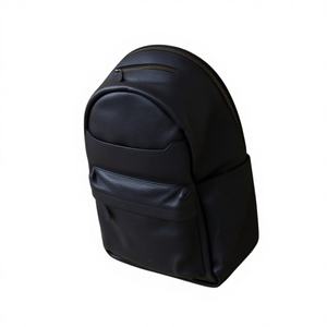 Sac à dos unisexe minimaliste en cuir véritable bleu marine avec fermeture éclair, sac pour ordinateur portable de 15 pouces, professionnel, pour le travail, les voyages, durable - Product Image 1