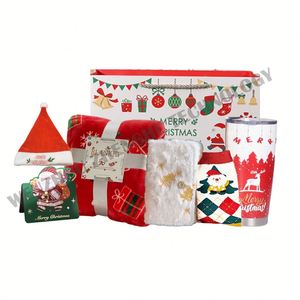 Custom Corporate Merry Christmas Gifts Box Blanket Hat Card <b>Notebook</b> Drinking Cup Gift <b>Sets</b> for Women Men - Product Image 1