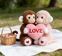 Ensemble de peluches Adorable Love Monkey, câlins douillets, surprises sucrées, cadeau romantique parfait pour la Saint-Valentin, coton PP