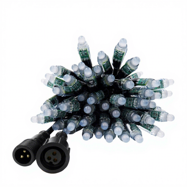 WS2811 RGB 12mm LED Pixel Lights DC12V 18awg Black Wire Smart Outdoor Bullet Ip68 Plastic for Christmas Decorations