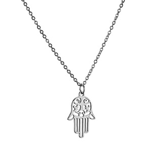 Collana Retrò a Forma di Palma in Acciaio Inossidabile, Collana con Mano di Fatima, Gioiello Portafortuna Punk Hip-Hop - Product Image 2