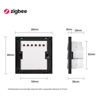 Interrupteur intelligent Merten Zigbee/Wi-Fi gris avec panneau en verre trempé effet seconde peau, 2 gangs, prise en charge du fil neutre, domotique, IP20
