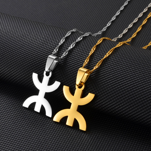 Collier pendentif tendance symbole berbère <span class=keywords><strong>kabyle</strong></span> africain, bijoux amazighs, chaînes en acier inoxydable argenté et cuivre pour cadeau de fiançailles - Product Image 5