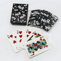 Jeu de cartes à jouer en papier noir et bleu, taille standard, type normal, marque OEM personnalisée, avec boîte, logo personnalisé et modèle personnalisé