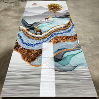 Panneau mural moderne en PVC marbré brillant 3D embossé 1220*2440mm, plaque UV, décoration murale
