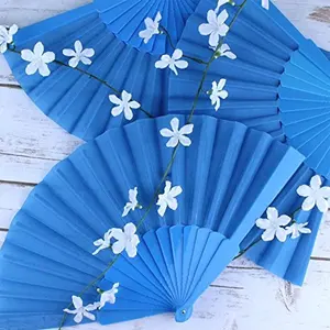 Event Party Supplies Wedding Decorations Advertising Fan Plastic Handle with Fabric Foldable Plastic Hand Fan