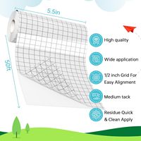LIKCUT Rollo de Papel Transfer de Vinilo Transparente, Adhesivo Medio, Cuadrícula Gris, Glee S501, Calcomanías/Señales/Pegatinas para Ventanas (5.5in X 50ft) Modelo