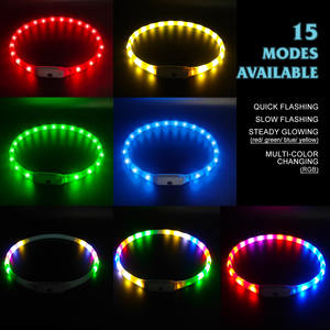 Collar y Correa para Perro LED de Silicona Recargable, con Luces Intermitentes, Accesorios de Seguridad para Mascotas, Personalizado con Rayas - Product Image 2