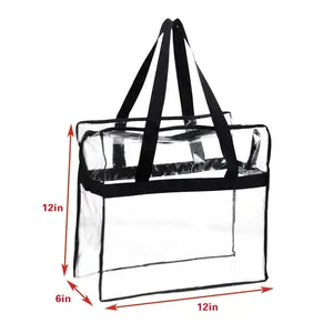 12x12x6 inch width Clear Tote Stadium Approved bag with Handles And Zipper