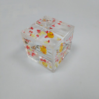 Presse-papiers carré délicat en plastique à effet vague liquide, imprimé UV, couleur liquide personnalisée, exquis, tendance, brillant, pailleté, cadeau décoratif