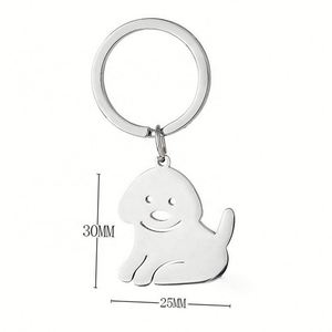 Porte-clés en acier inoxydable « Le chien n'emballe pas les excréments », pendentif créatif et mignon pour couple, idéal pour les cadeaux de bien-être - Product Image 5