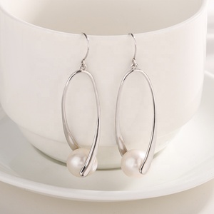 Boucles d'oreilles pendantes KAMMY 10-10,5 mm en perles d'eau douce tendance, mode enfant, argent 925 plaqué platine rhodium - Product Image 5