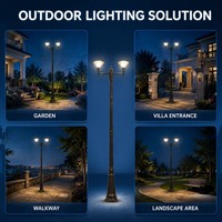 Lampe solaire de jardin à double tête en diamant rond, étanche, à LED, pour villa, parc, cour, pelouse, chemin, décoration