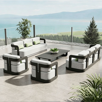 Ensemble de canapé et chaise trois places en alliage d'aluminium de style américain moderne STG, résistant à l'eau et aux rayons UV, avec table basse