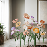 Hochwertiges Blumendesign Künstliche Rosa Orange Gelb Gemischte Farbgruppen Riesige Blumen für Hochzeit Vatertag Halloween Individuell Anpassbar
