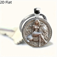 CLBX Nouveau Porte-clés Pendentif en Métal Personnalisé 2D Design Plat Beauté et le Lion Porte-clés Décoration en Alliage