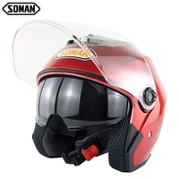 Casques de moto à double lentille certifiés DOT, en ABS haute résistance, pour la conduite de moto, demi-visage, personnalisables, SOMAN SM517
