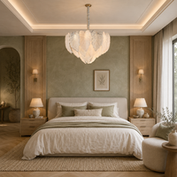 Lustre LED doré traditionnel français avec feuilles en cristal, pour hôtel, commande par interrupteur, intensité réglable, taille moyenne