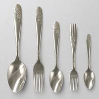 Ensemble de couverts classiques en acier inoxydable, couteau, fourchette, cuillère, argenterie durable, faible MOQ pour usage domestique et en restaurant