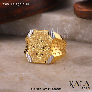 Anillo fino artesanal de oro puro de 22 quilates unisex con símbolos tradicionales para bodas o aniversarios - Product Image 3