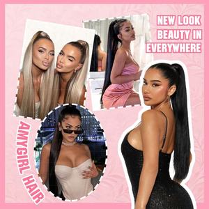 Extensiones de Cola de Caballo Larga Amygirl al por Mayor, Cabello Indio Rizado Corn Wave Liso Extremo 9-12A Remy con Banda para Atar - Product Image 6