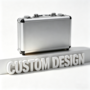 Estuche Rígido Ligero de Aluminio Plateado con Asa, Dos Cierres y Revestimiento de EVA Personalizado en Ambos Lados, Estuche de Transporte para Herramientas Pequeñas - Product Image 6